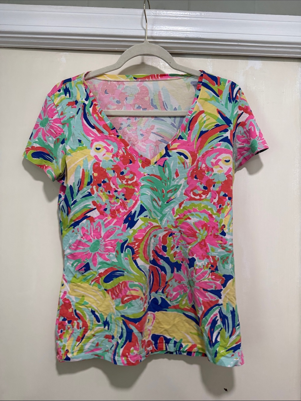 Lilly Pulitzer Pink Multi Floral V-Neck Tee